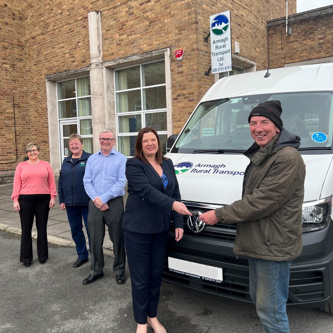 Joanna Campbell of TBC Conversions handing over a new accessible van for Armagh Rural Transport